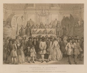 गाइडहॉल, लंदन, 1739 में एक लॉटरी खींचना द्वारा अंग्रेजी स्कूल