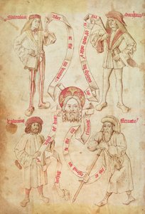 उदाहरण 2572 f.51v द फोर ह्यूमर्स, गिल्ड बुक ऑफ़ द बार्बर सर्जन्स ऑफ़ यॉर्क (वेलम) से द्वारा अंग्रेजी स्कूल