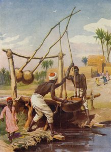 मिस्र का जल कुआँ (रंगीन लिथो) द्वारा अंग्रेजी स्कूल