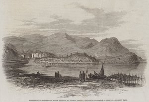 कॉनवे कैसल, द टाउन एंड कैसल ऑफ़ कॉनवे (उत्कीर्णन) में ईस्टेडफ़ोड, या कांग्रेस ऑफ़ वेल्श लिटरेती द्वारा अंग्रेजी स्कूल