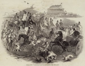 एप्सम दौड़, "डर्बी डे", कोर्स छोड़कर (उत्कीर्णन) द्वारा अंग्रेजी स्कूल