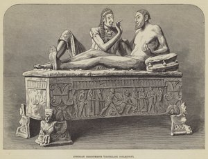 एट्रस्केन सरकोफैगस, कास्टेलानी संग्रह (उत्कीर्णन) द्वारा अंग्रेजी स्कूल