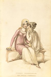 शाम, सैर या समुद्र तट की वेशभूषा, एकरमन रिपोजिटरी ऑफ़ आर्ट्स की फैशन प्लेट द्वारा अंग्रेजी स्कूल