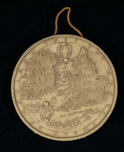 1651 के इंग्लैंड के ग्रेट सील की प्रतिकृति, इंग्लैंड, वेल्स और आयरलैंड का नक्शा दिखाते हुए रिवर्स (105041 मोटे तौर पर देखें) द्वारा अंग्रेजी स्कूल