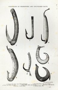 प्रागैतिहासिक और असभ्य जातियों की मछली-हुक, &39;आराम का समय&39;, 1888 (उत्कीर्णन) से