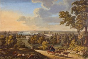 फ्लेमस्टेड हिल, ग्रीनविच: द स्टेजकोच हेडिंग साउथ c.181020 (wc ऑन पेपर) द्वारा अंग्रेजी स्कूल