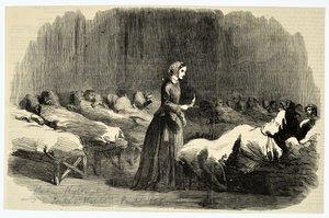 1855 में बैरक अस्पताल में फ्लोरेंस नाइटिंगेल द्वारा अंग्रेजी स्कूल