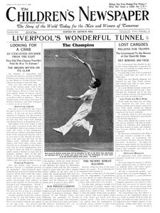 फ्रेड पेरी, &39;द चिल्ड्रन न्यूजपेपर&39; का फ्रंट पेज, जुलाई 1934 (न्यूज़प्रिंट)