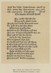 लंदन में माक्लिनिया द्वारा मुद्रित स्पेकुलम क्रिस्टियनी से, c 1485 (लिथो) द्वारा अंग्रेजी स्कूल