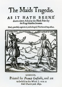 सर फ्रांसिस ब्यूमोंट (1584-1616) और जॉन फ्लेचर (1579-1625) 1622 द्वारा नौकरानियों की त्रासदी के सामने द्वारा अंग्रेजी स्कूल