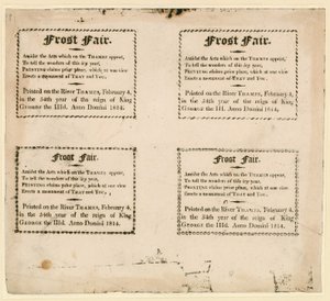 1814 का फ्रॉस्ट मेला - बर्फ पर मुद्रित स्मृति चिन्ह द्वारा अंग्रेजी स्कूल