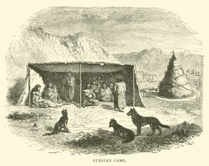 फ़्यूज़ियन कैंप, टिएरा डेल फ़्यूगो, 1890 द्वारा अंग्रेजी स्कूल
