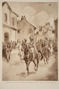 जनरल सर परताब सिंह ने एक फ्रांसीसी गांव, 1914-19 के माध्यम से जोधपुर लांसर्स का नेतृत्व किया द्वारा अंग्रेजी स्कूल