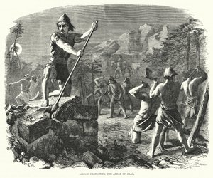 गिदोन बाल की वेदी को नष्ट कर रहा है (उत्कीर्णन) द्वारा अंग्रेजी स्कूल