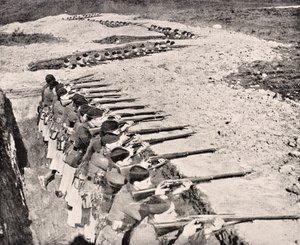 1916 में लंदन में प्रकाशित &39;द वॉर इलस्ट्रेटेड एल्बम डे-डीलक्स&39; से ग्लासगो हाईलैंडर्स द्वारा अंग्रेजी स्कूल