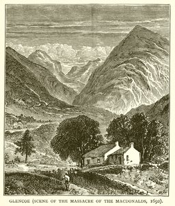 ग्लेनको (मैकडॉनल्ड्स के नरसंहार का दृश्य, 1692) द्वारा अंग्रेजी स्कूल
