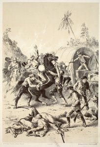 डेविड ब्लेयर, मैकग्रैडी, थॉमसन, और निवेन, 1879 द्वारा द हिस्ट्री ऑफ़ ऑस्ट्रेलेशिया के बुश रेंजर्स द्वारा गोल्ड एस्कॉर्ट पर हमला द्वारा अंग्रेजी स्कूल
