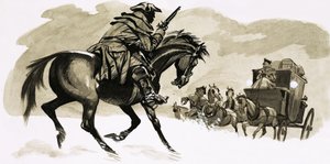 गाड़ी पर हमला करने के बारे में हाईवेमैन द्वारा अंग्रेजी स्कूल