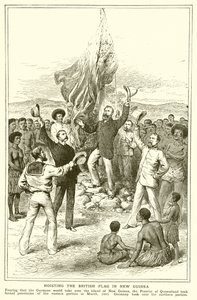 एचएम चेस्टर, मार्च 1883 में न्यू गिनी में ब्रिटिश ध्वज के उत्थापन पर क्वींसलैंड के मजिस्ट्रेट द्वारा अंग्रेजी स्कूल
