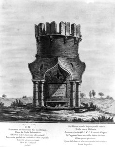 हैकेंडाउन स्मारक, जे। बसरे द्वारा उत्कीर्ण, 1780 (नक़्क़ाशी के साथ एक्वाटिंट) द्वारा अंग्रेजी स्कूल