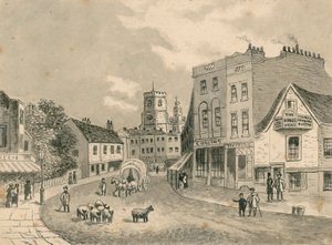 1840 में हैकनी, चर्च की ओर देख रहा था (कागज पर wc)