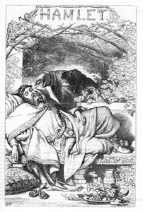 हेमलेट - "" विलियम शेक्सपियर को पूरा करता है"" 1866 में चित्रण - इस संस्करण के चित्र और सामान्य रूप कैसेल के सचित्र शेक्सपियर से उधार लिए गए हैं, जो लंदन में प्रकाशित हुआ था। द्वारा अंग्रेजी स्कूल