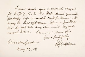 विलियम एवर्ड ग्लैडस्टोन की लिखावट और हस्ताक्षर, 1852 द्वारा अंग्रेजी स्कूल