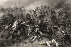 1857 में प्रकाशित &39;द हिस्ट्री ऑफ द इंडियन म्यूटिनी&39; से 1857 में हैवलॉक के कॉलमिनेटर ने मोंटिनेर्स पर हमला किया। द्वारा अंग्रेजी स्कूल