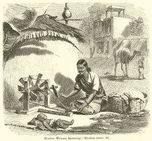 हिंडू वूमन स्पिनिंग, एक्सोडस, xxxv, 25 द्वारा अंग्रेजी स्कूल