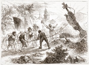 जेम्स एइटकेन वायली (1808-1890), पब द्वारा प्रोटेस्टेंटिज़्म के इतिहास से चित्रण को नष्ट करने वाला हॉटिंगर। 1878 द्वारा अंग्रेजी स्कूल