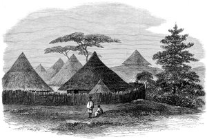 1868 में द ब्रिटिश एक्सपेडिशन से अबीसीनिया तक मैगडाला में घर द्वारा अंग्रेजी स्कूल