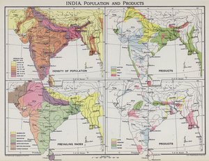 भारत, जनसंख्या और उत्पाद (कलर लिथो) द्वारा अंग्रेजी स्कूल