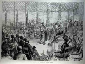 द इलस्ट्रेटेड लंदन न्यूज़, 21 जनवरी 1882 से बंगाल के बर्दवान के महाराज की स्थापना द्वारा अंग्रेजी स्कूल