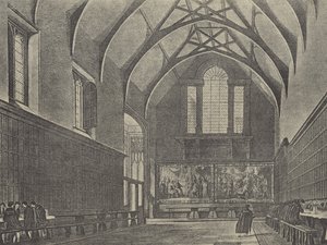 हॉल का आंतरिक भाग, 1816 (गुरुत्वाकर्षण) द्वारा अंग्रेजी स्कूल