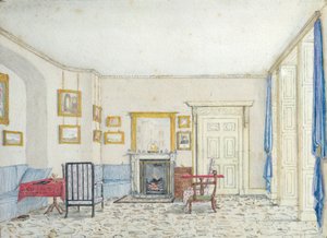 कर्जन स्ट्रीट पर इंटीरियर, c.1830 (कागज पर कलम और स्याही के साथ wc) द्वारा अंग्रेजी स्कूल