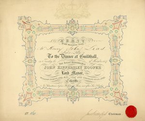 9 नवंबर 1847 को लंदन के गिल्डहॉल में एक भोज के लिए निमंत्रण द्वारा अंग्रेजी स्कूल