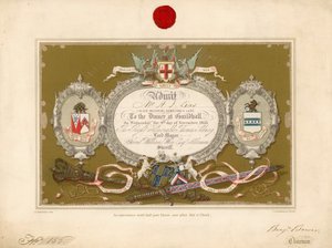 9 नवंबर 1853 को लंदन के गिल्डहॉल में एक भोज के लिए निमंत्रण द्वारा अंग्रेजी स्कूल