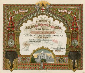 19 मई 1876 को लंदन के गिल्डहॉल में HRH द प्रिंस ऑफ़ वेल्स के स्वागत का निमंत्रण द्वारा अंग्रेजी स्कूल