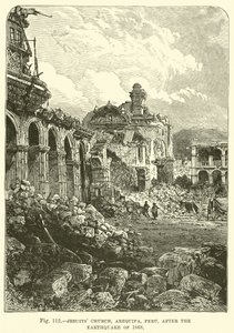 1868 के भूकंप के बाद जेसुइट्स चर्च, अरेक्विपा, पेरू द्वारा अंग्रेजी स्कूल