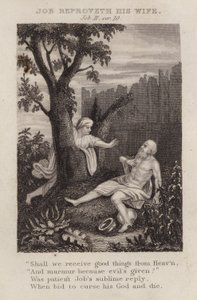 अय्यूब ने अपनी पत्नी को फटकार लगाई, अय्यूब II, वर् 10 (उत्कीर्णन) द्वारा अंग्रेजी स्कूल