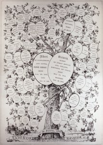 &39;द इलस्ट्रेटेड लंदन न्यूज&39; से, मैजेस्टी क्वीन विक्टोरिया (1819-1901) के वंशजों को दिखाते हुए, वंशावली वृक्ष की कुंजी द्वारा अंग्रेजी स्कूल