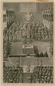 व्हाइटहॉल में 1648 के उच्च न्यायालय के समक्ष राजा चार्ल्स प्रथम द्वारा अंग्रेजी स्कूल