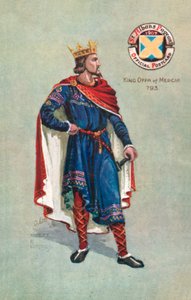 मर्सिया के राजा ऑफा 793, सेंट एल्बन का तमाशा 1907 (कलर लिथो) द्वारा अंग्रेजी स्कूल