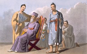 लेवचेवान चीफ और अटेंडेंट, 1820 (रंगीन जलीय) द्वारा अंग्रेजी स्कूल