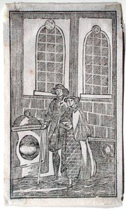 लंदन स्टोन, कैनन स्ट्रीट, c.1700 (वुडकट) द्वारा अंग्रेजी स्कूल