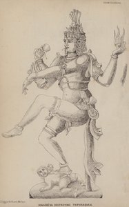 महादेव त्रिपुरासुर का नाश करते हुए (उत्कीर्णन) द्वारा अंग्रेजी स्कूल