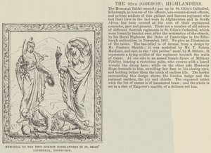 सेंट जाइल्स कैथेड्रल, एडिनबर्ग में 92वें गॉर्डन हाइलैंडर्स का स्मारक (उत्कीर्णन) द्वारा अंग्रेजी स्कूल