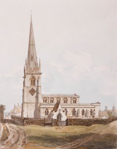 मिडलटन चेनी, चर्च का दक्षिण दृश्य, c.1820 (कागज पर स्याही और wc) द्वारा अंग्रेजी स्कूल