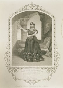 क्लियोपेट्रा के रूप में मिस गेलिन, विलियम शेक्सपियर (1564-1616) द्वारा एंटनी और क्लियोपेट्रा में क्लियोपेट्रा, अधिनियम II दृश्य 5, इंगलिंगटन के पाइन द्वारा एक डागरेरेोटाइप से जॉर्ज हॉलिस (1792-1842) द्वारा उत्कीर्ण द्वारा अंग्रेजी स्कूल