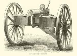 मशीन गन, सामने का दृश्य, अगस्त 1870 द्वारा अंग्रेजी स्कूल